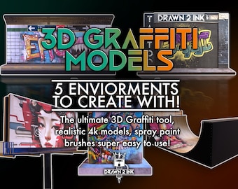 3D Graffiti Procreate Set – 5 Realistic Models & 50 Spray Paint Brushes