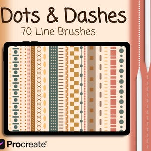 70 pinceles de puntos y guiones para Procreate: pinceles de líneas punteadas, pinceles de líneas discontinuas, pinceles de patrones, pinceles de bordes