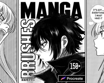 Ultimate Manga Procreate Brushes – 150+ Anime, G Pen, Screentones, Comics, Tattoo Design