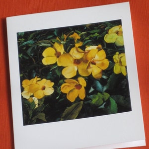 Las Hijas del Sol (tarjeta individual): obra de arte botánica única en acuarela de una hermosa flor tropical impresa en papel de archivo de calidad