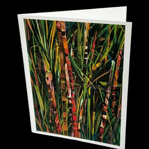 Cañas (tarjeta individual): giclée de alta calidad de una hermosa acuarela de plantas de caña de azúcar, impresa en papel de archivo
