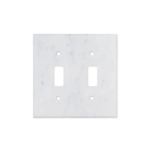 Carrara White Marble Double Toggle Switch Plate Cover