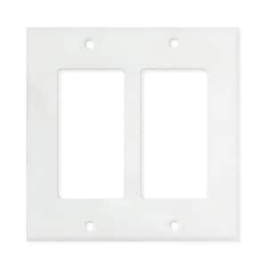 Carrara White Marble Double Rocker Switch Plate Cover
