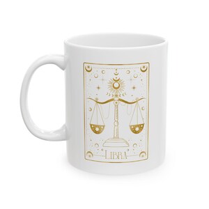 Libra Astrology Ceramic Mug, Libra Symbol Design, Zodiac Coffee Cup, Horoscope Tea Mug, Birthday Gift for Libra, Astrology Lover Gift
