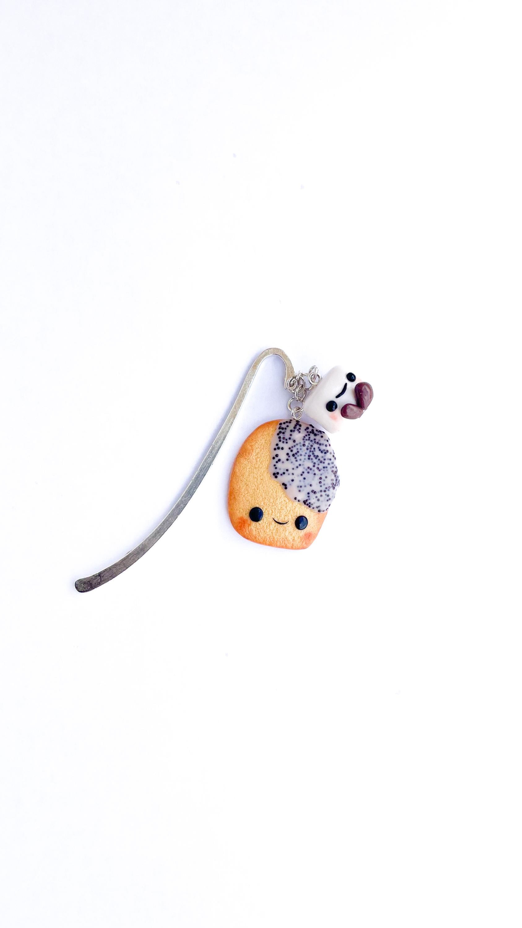 Toast & marshmallow bookmarks in Fimo, kawaii miniature food, reader gift, Mother's Day, cute reading accessory, handmade