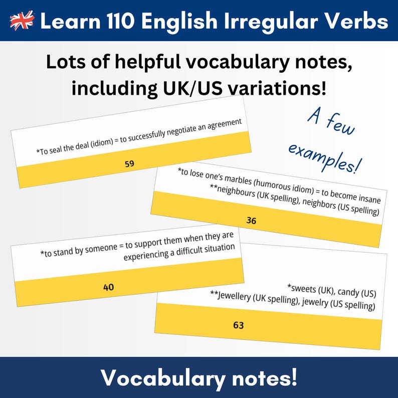 Learn 110 English Irregular Verbs - Book and Audio, English Grammar ...
