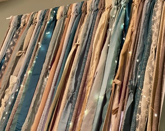 Mountain Lake| Teal-Sage-Tan-Cream| Made-to-Order Custom Designed Boho Curtain