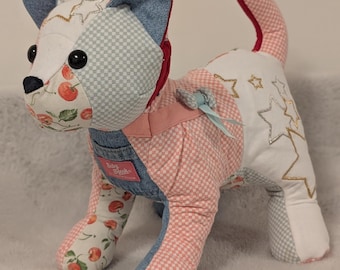 Custom Memory Cat Plushie: Keepsake Stuffed Animal Made from Baby Clothes