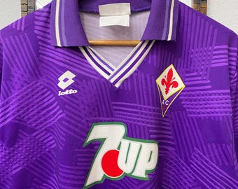 Rare!! Vintage 92/93 FIORENTINA CF 7up Home Kit Lotto Jersey