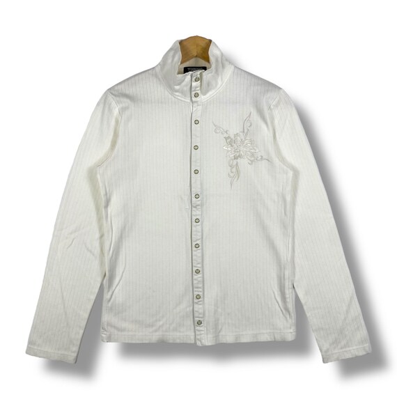 Rare!! TORNADO MART Embroidery Flower Snap Button Women Sweater 