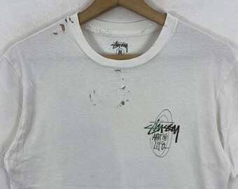 Rare!! Vintage 00's STUSSY Art is Life Photo Tee Distressed Tee