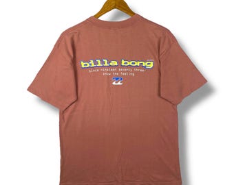 Selten!! Vintage 90er BILLABONG weiß, das Gefühl Grafik Surf T-Shirt mittlerer Größe