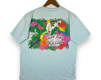 Camiseta gráfica vintage de Ron Jon Surf Shop de los 90 - Diseño tropical Cocoa Beach (grande)
