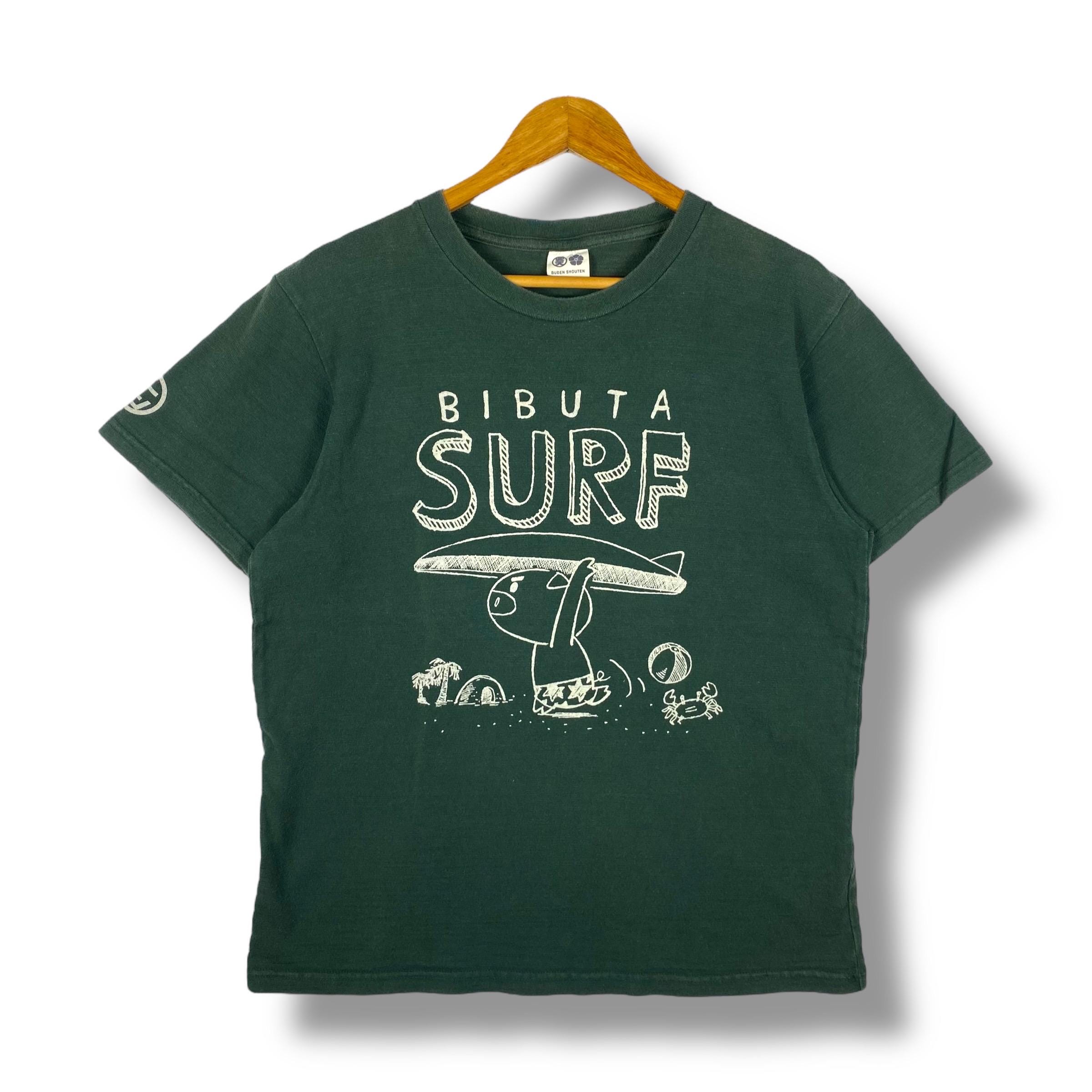 Rare!! Japanese Brand BUDEN SHOUTEN Bibuta Surf Graphic Tee Shirt