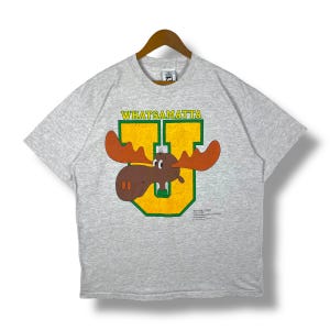 Rare!! Vintage 90's WHATSAMATTA UNIVERSITY Rocky And Bullwinkle Cartoon Tee Shirt Extra Large Size