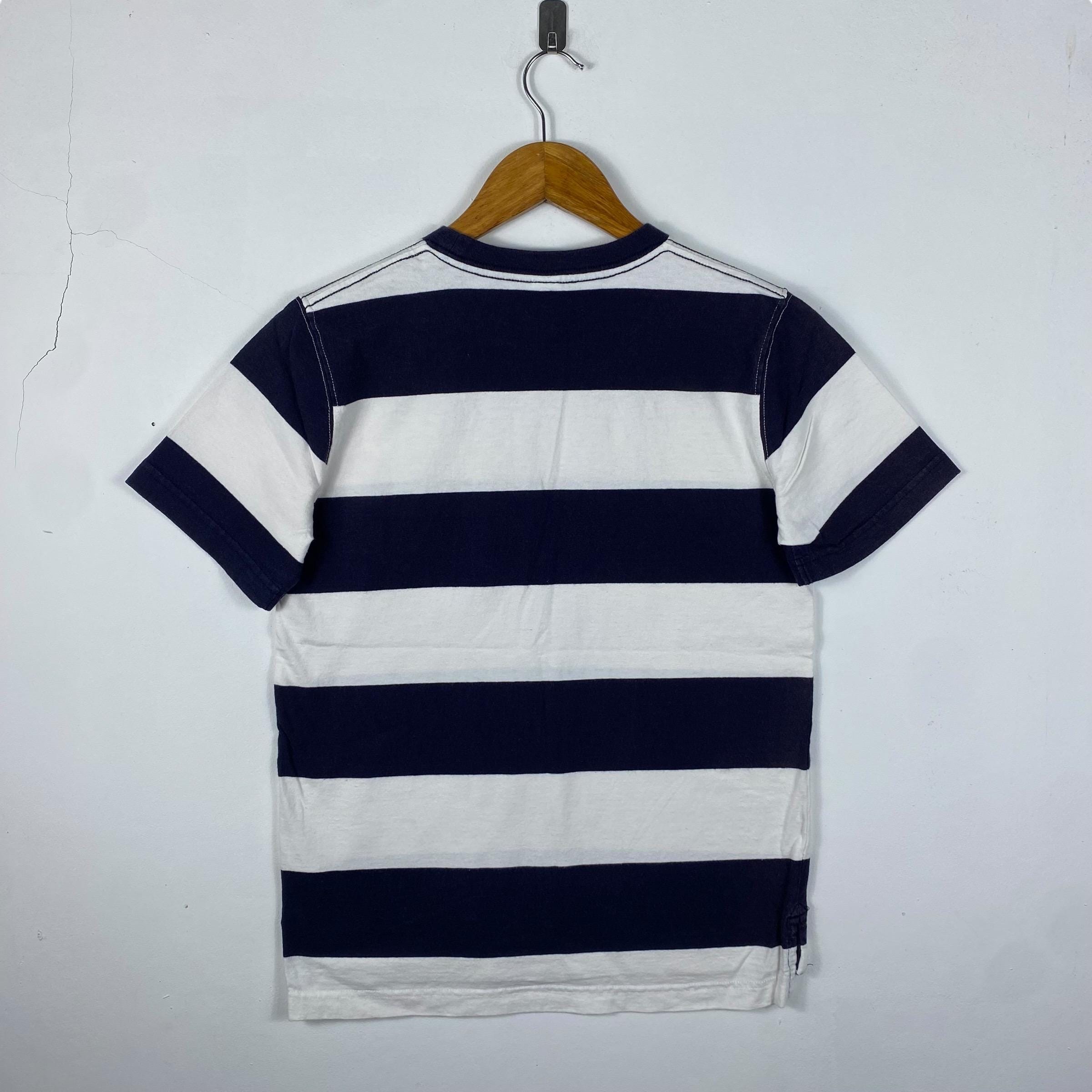 Rare!! Japanese Brand BASE CONTROL Women Striped Pocket Tee
