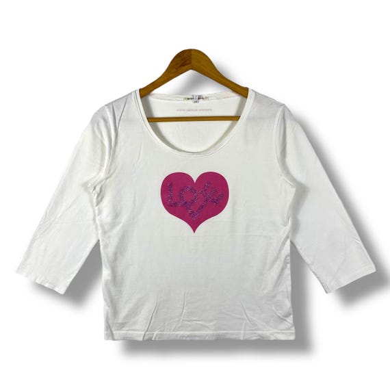 Rare!! Vintage ALEXANDER GIRARD Love Heart Graphic Women Longsleeve Tops Tee Large Size