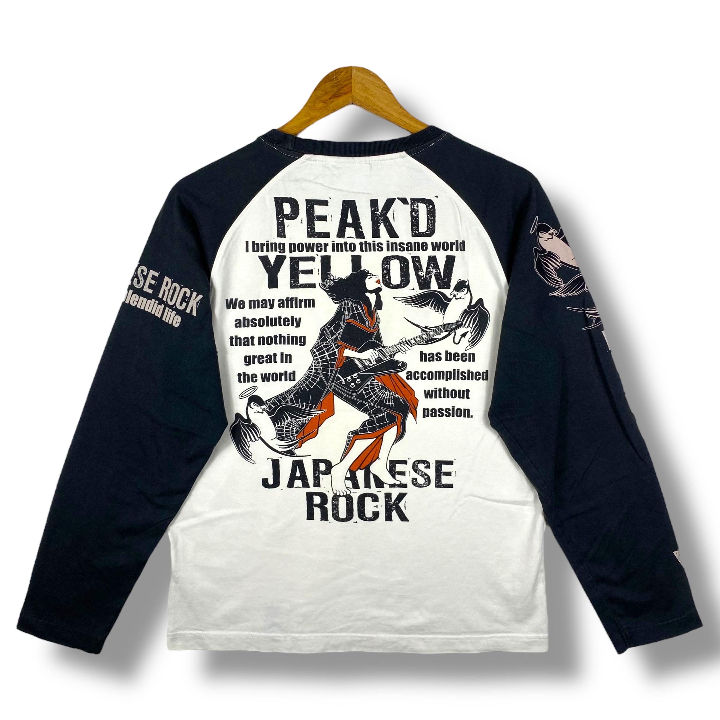 archive japanese label long sleeve カットソー Rare!! Japanese Brand PEAK'D YELLOW Japanese Rock Graphic