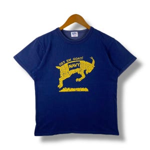 Rare!! Vintage PHERROW'S Navy Get Em Goat Faded Tee Shirt Size 38/40