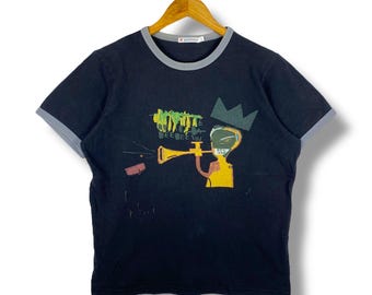 Rare!! Vintage 00's JEAN-MICHEL BASQUIAT Artwork Fotofolio Tee Shirt Large Size