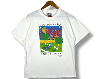 Selten!! Vintage 90er Jahre NEW YORK CITY Central Park Art T-Shirt Große Größe