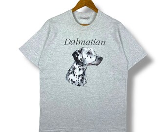 Rare!! Vintage 90's DALMATIAN Dog Air Waves Graphic Tee Shirt Large Size