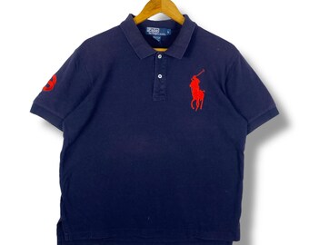 Rare!! Vintage POLO By RALPH LAUREN Embroidery Pony Polo Shirt Large Size