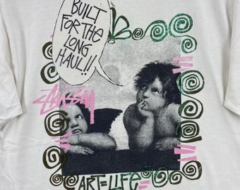 Rare!! Vintage 00's STUSSY Art is Life Photo Tee Distressed Tee