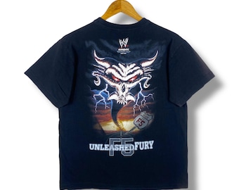 Rare!! Vintage 00's BROOK LESNAR F5 Unleashed Fury Wrestling Tee Shirt Medium Size