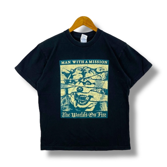MAN WITH A MISSION Tシャツ Rare!! Man With A Mission the World's on Fire Tour Japanese Band
