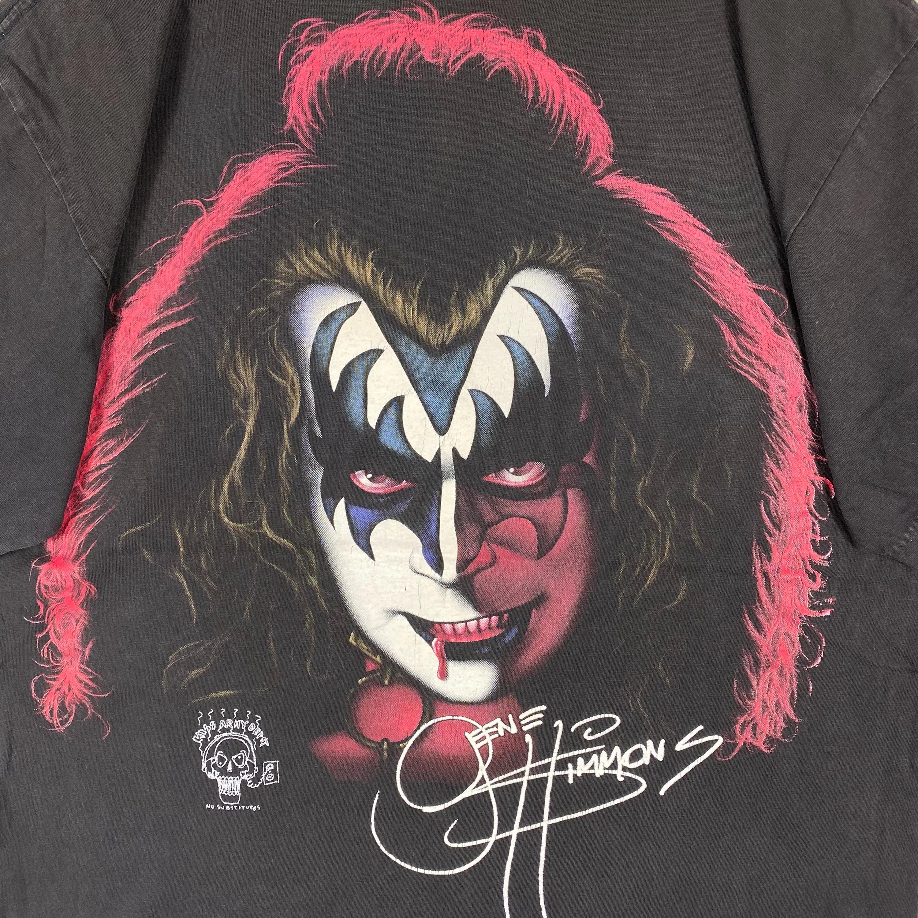 Rare!! Vintage 90's KISS GENE SIMMONS Big Face Portrait Tee Shirt