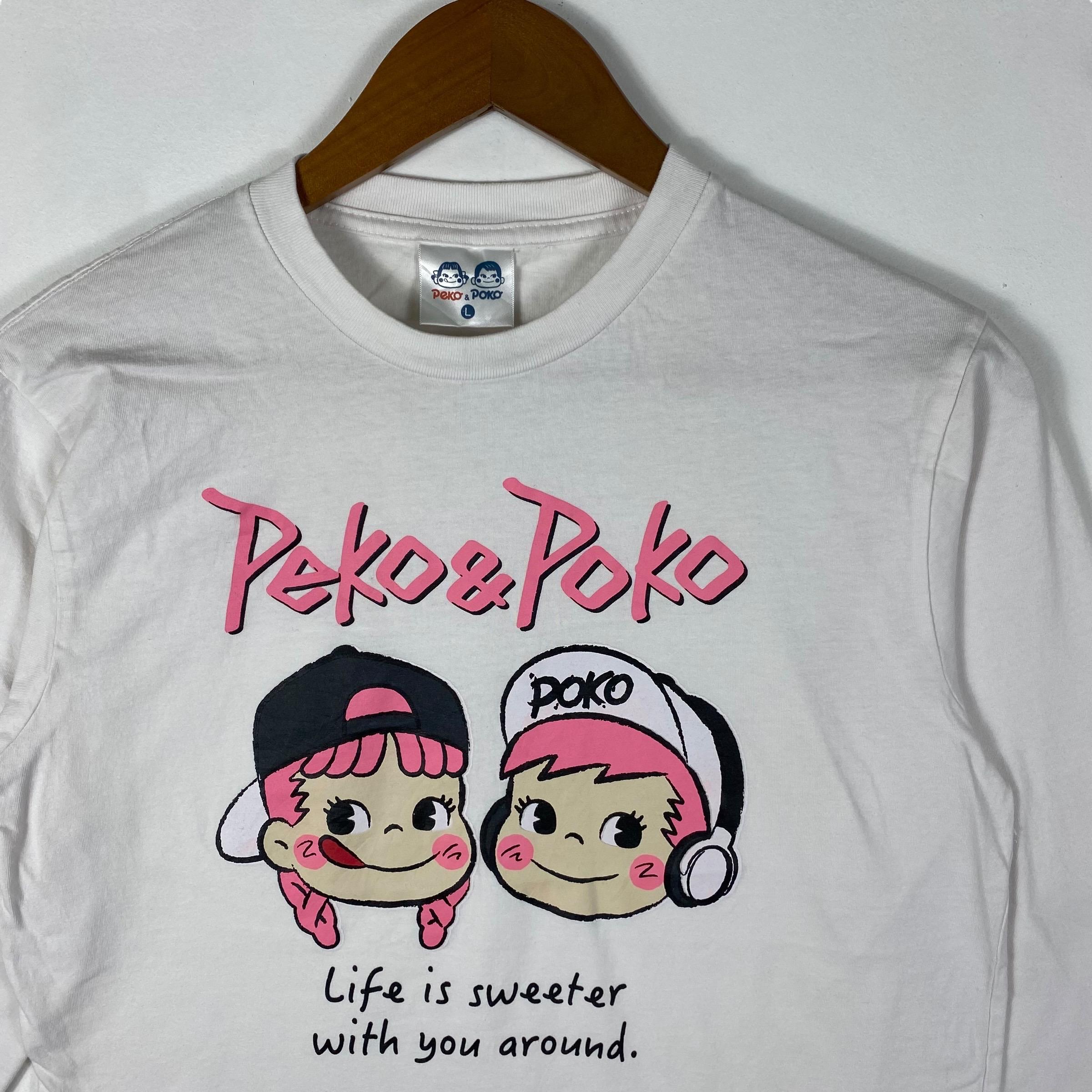 Rare!! PEKO & POKO Fujiya Japanese Anime Cartoon Long Sleeve Tee