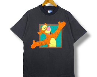 Rare!! Vintage 90's TIGGER Disney Cartoon Graphic Tee Shirt Large Size