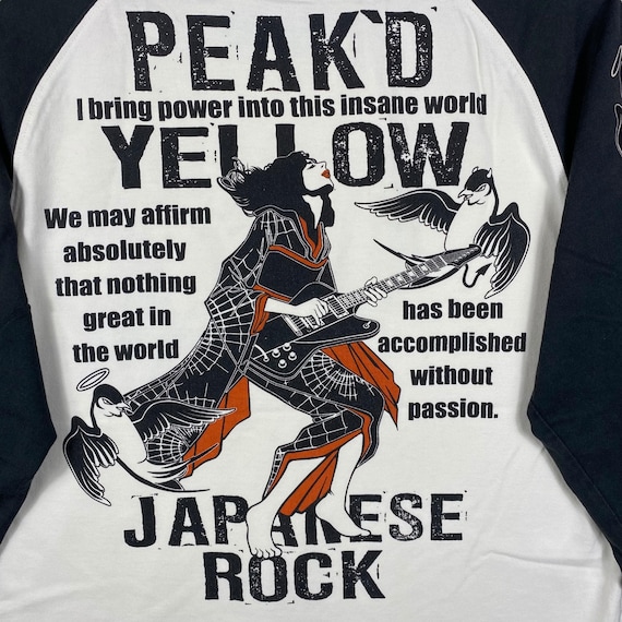archive japanese label long sleeve カットソー Rare!! Japanese Brand PEAK'D YELLOW Japanese Rock Graphic