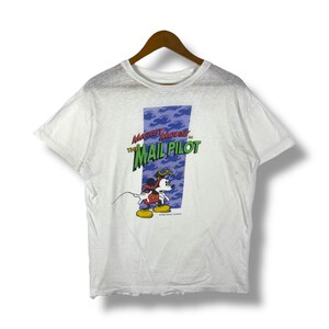 Rare!! Vintage 80's MICKEY MOUSE In The Mail Pilot Cartoon Tee Shirt Free Size
