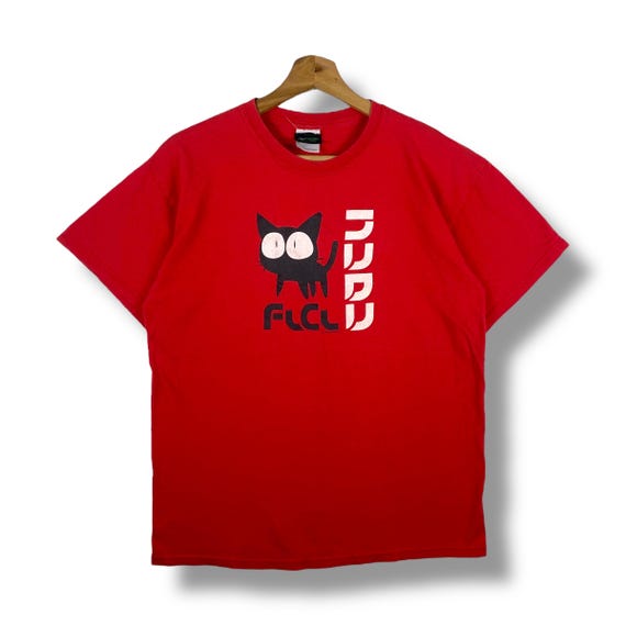 Rare!! Vintage 90's FLCL Fooly Cooly Takkun Cat Anime Manga Tee