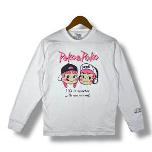 Rare!! PEKO & POKO Fujiya Japanese Anime Cartoon Long Sleeve Tee Shirt Large Size