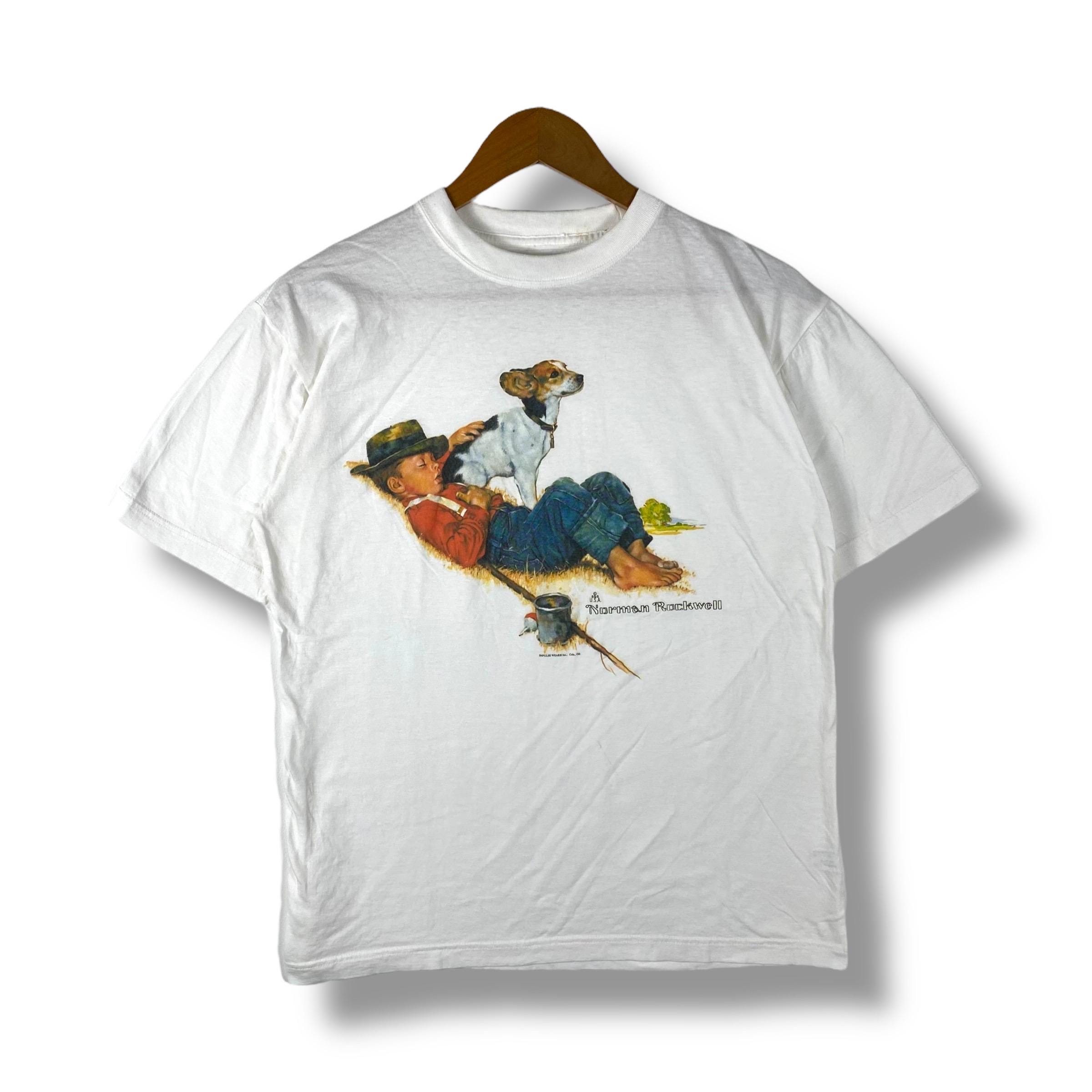 90年代ヴィンテージ ノーマン・ロックウェル「少年と犬」アートTシャツ 