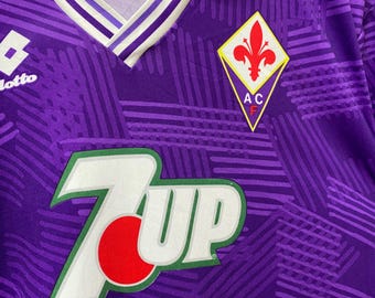 Rare!! Vintage 92/93 FIORENTINA CF 7up Home Kit Lotto Jersey