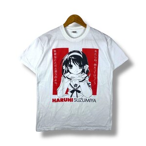 Rare!! Vintage 00's HARUHI SUZUMIYA Anime Graphic Tee Shirt Free
