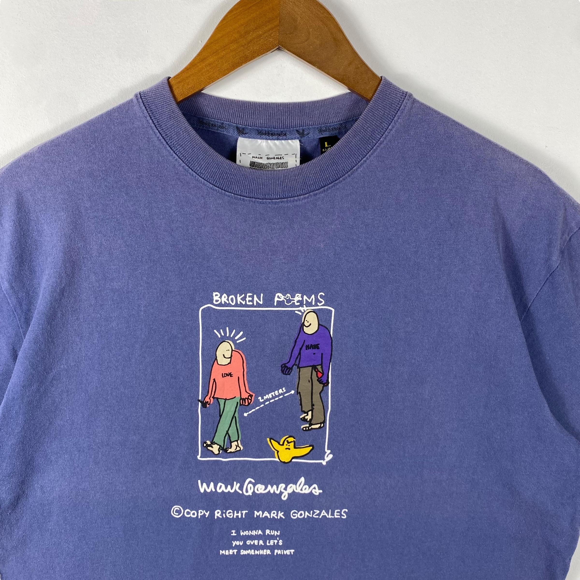 Rare!! MARK GONZALES Broken Poems Graphic Art Tee Shirt