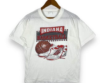 Rare!! Vintage 90's INDIANA BASKETBALL Graphic Single Stitch Tee Shirt Large Size