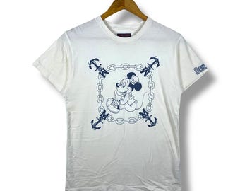 Rare!! Japanese Brand BLUE BLUE x DISNEY Mickey Mouse Tee Shirt Medium Size