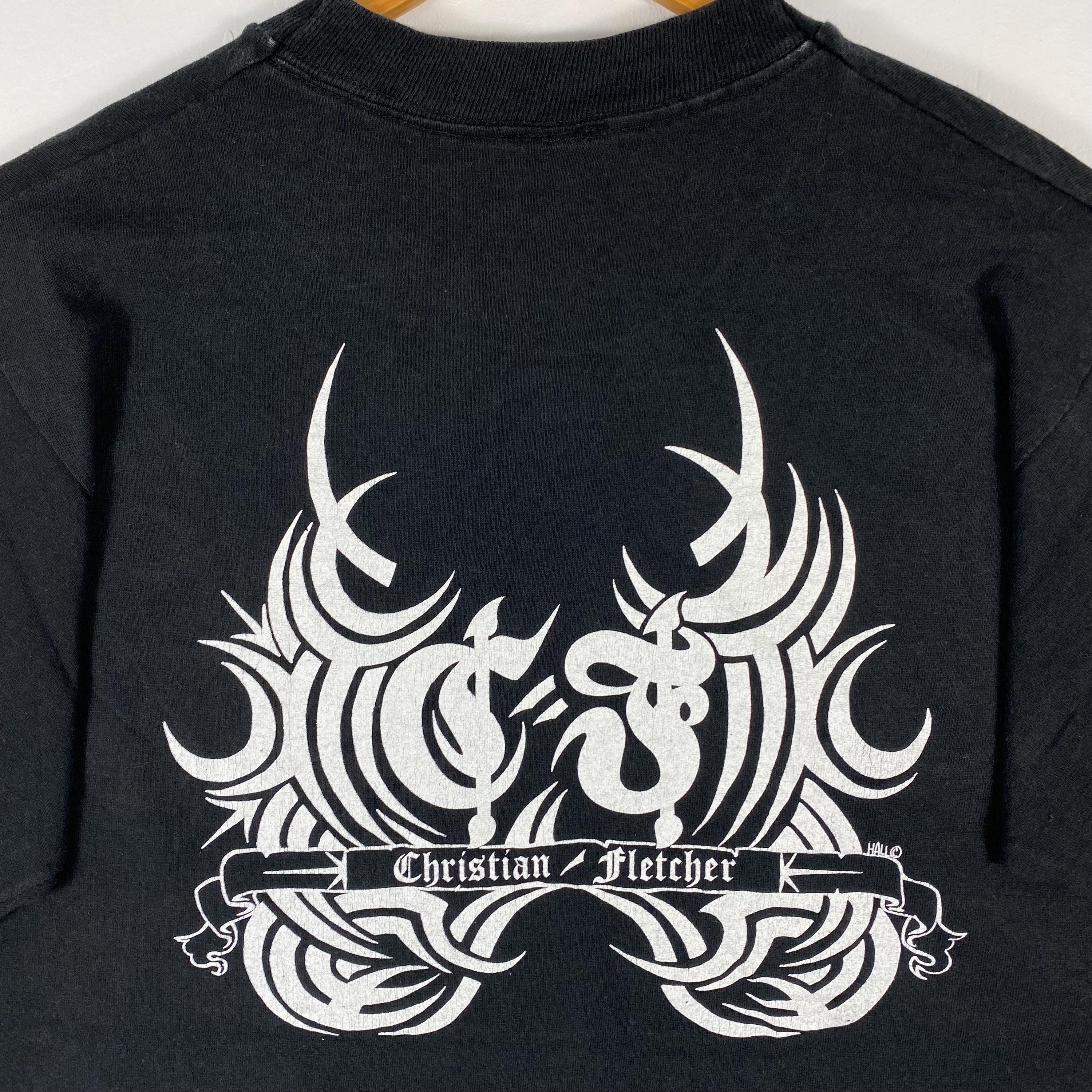 Rare!! Vintage 90's CHRISTIAN FLETCHER Tribal Tattoo Graphic Tee