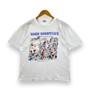 Zeldzaam!! Vintage jaren 80 WOODY WOODPECKER klassieke cartoon graphic T-shirt groot formaat