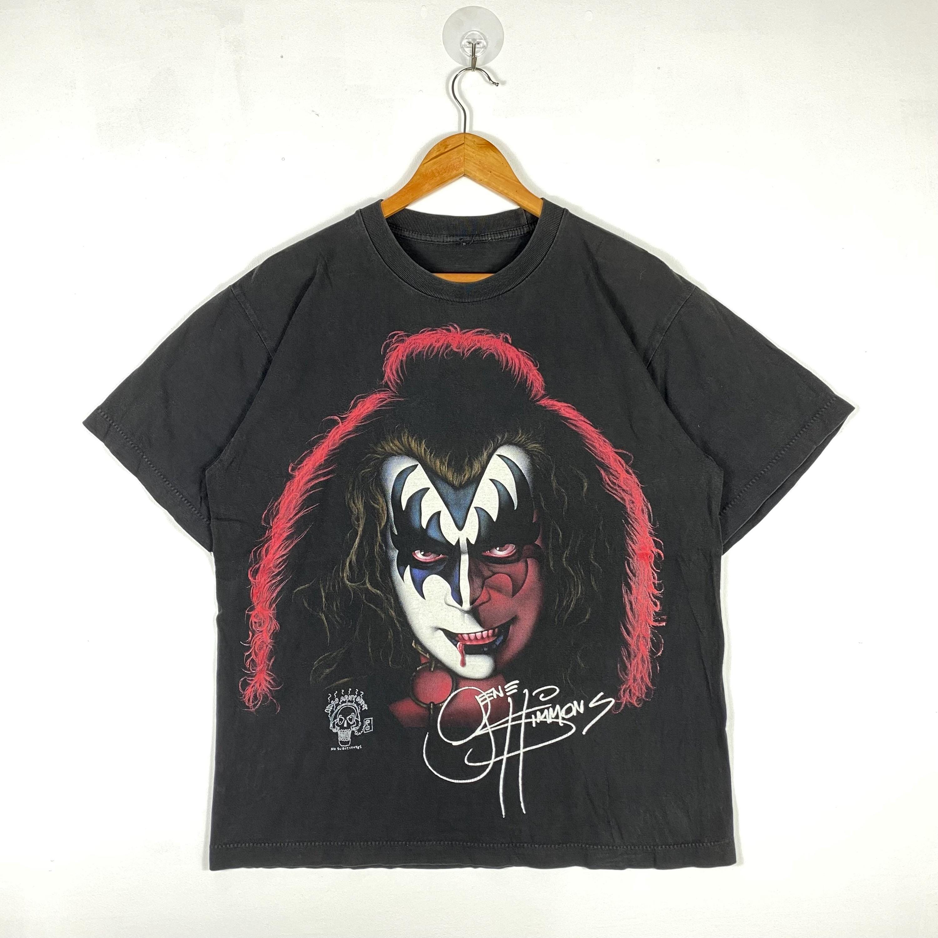 Rare!! Vintage 90's KISS GENE SIMMONS Big Face Portrait Tee Shirt