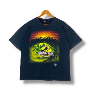 Rare!! Vintage 90&#39;s JURASSIC PARK Movie Graphic Promo Tee Shirt Large Size