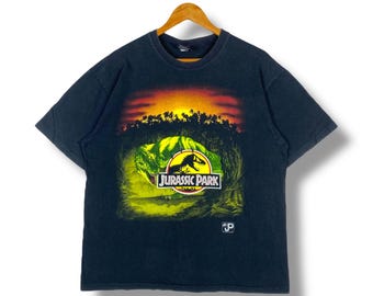 Rare!! Vintage 90's JURASSIC PARK Movie Graphic Promo Tee Shirt Large Size