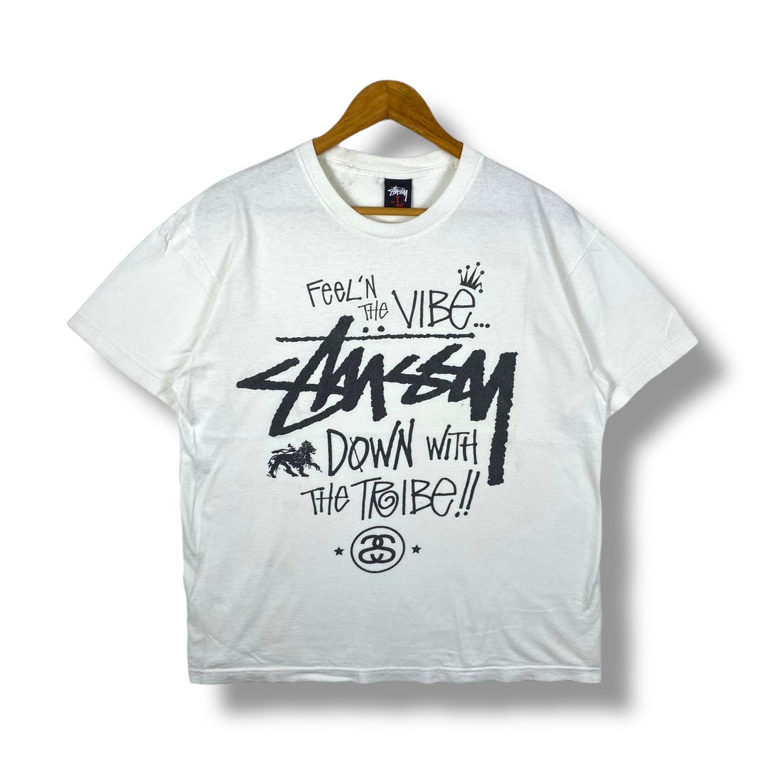 Rare!! Vintage 00's STUSSY Down With the Tribe Graphic Tee Shirt