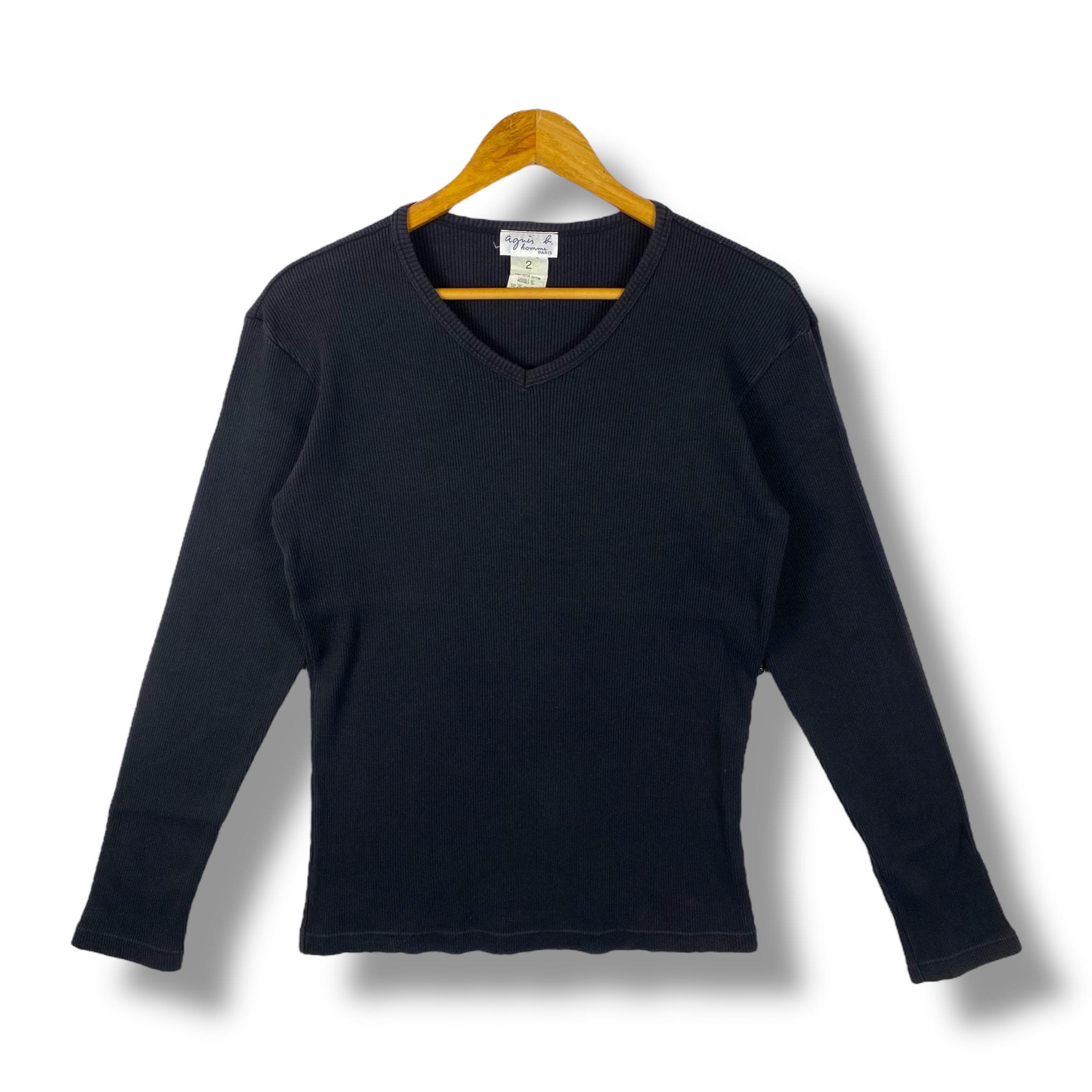 Rare!! Vintage AGNES B. Homme Paris Thermal Black Faded Tops Tee